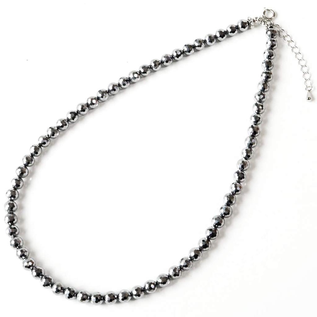 [GOLD STONE] Genuine Terahertz Stone Necklace, 6mm, 128-facet cut, Mirror Ball cut, Power Stone, Natural Stone, Hook Type, Length Approx. 50cm