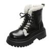 Women Ankle Platform Snow Boots High Heels Fur Warm Shoes Woman Winter 2025 Trend Chelsea Leather Shoes Fad Lace Up Botas Mujer