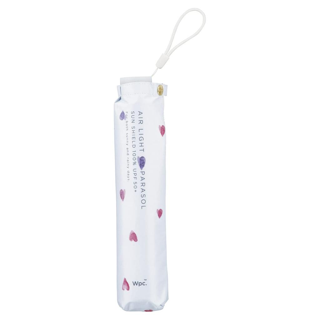 Lightweight Sun Watercolor Heart Light UV Folding Perfect for Commuting or Product Wpc. Umbrella, Design, Mini, Off-White (100% Blocking, 99.9%