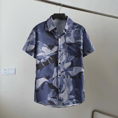 Men Shirt Floral Print Short Tropical Style Plus Hawaii Loose Sleeves Size Single-breasted Turn-down Collar Quick Dry Mid