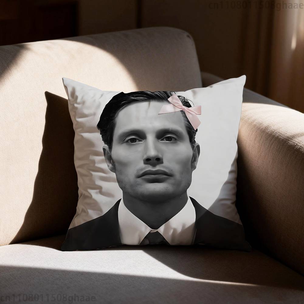 Vtipný povlak na polštář Mads Mikkelsen Hannibal Povlak na polštář Potah na polštář do obývacího pokoje Pohovka Vhodné pro domácí ložnici Dekorace místnosti