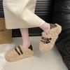 Warm Fluffy Shoes for Women with Thick Soles and Two Pedals To Wear 2025 Winter New Velvet Cotton Shoes Casual Lazy Doudou Shoes