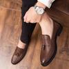 Men's Breathable Leather Brogue Shoes - British Korean Style, Soft Sole, Business Casual, Ideal for Weddings and Groomsmen.
