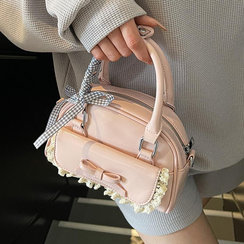 New Product Explosion Korean Niche Ballet Style Lace Lace Bowling Bag Foreign Style Sweet Style Versatile Messenger Bag