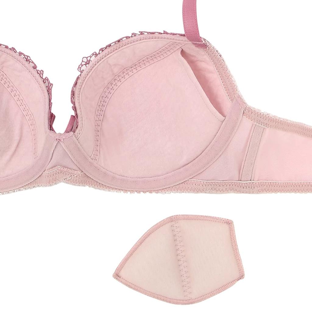 by Daily AMOSTYLE Cup Bra Shorts Set M019 D 70 [AMOSTYLE Triumph] 3/4 Bra, & (Nostalgic Pleats) Women's (Rose) /