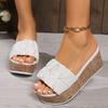 Thick-soled Slippers Women's Summer New One-word Drag Large-size Outer Wear Pleated Cool Slippers