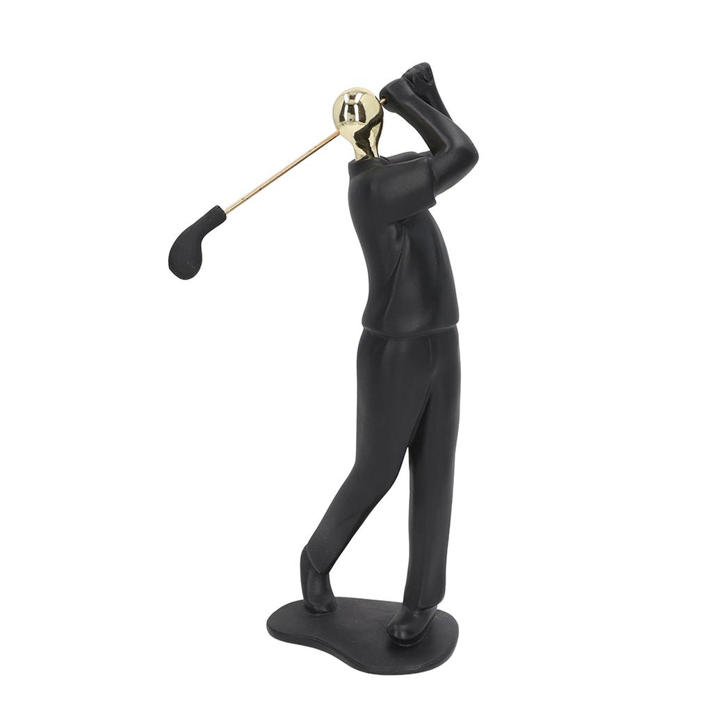 Golfer Figurine Matte Black Beautiful Posture Antislip Base Smoothing Line Golfer Man Statue for Bookshelf Desk Cabinet