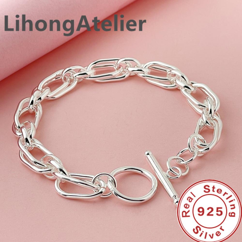 Classic 925 Silver Bracelet Double Link Bracelet For Women Men Jewelry Gift