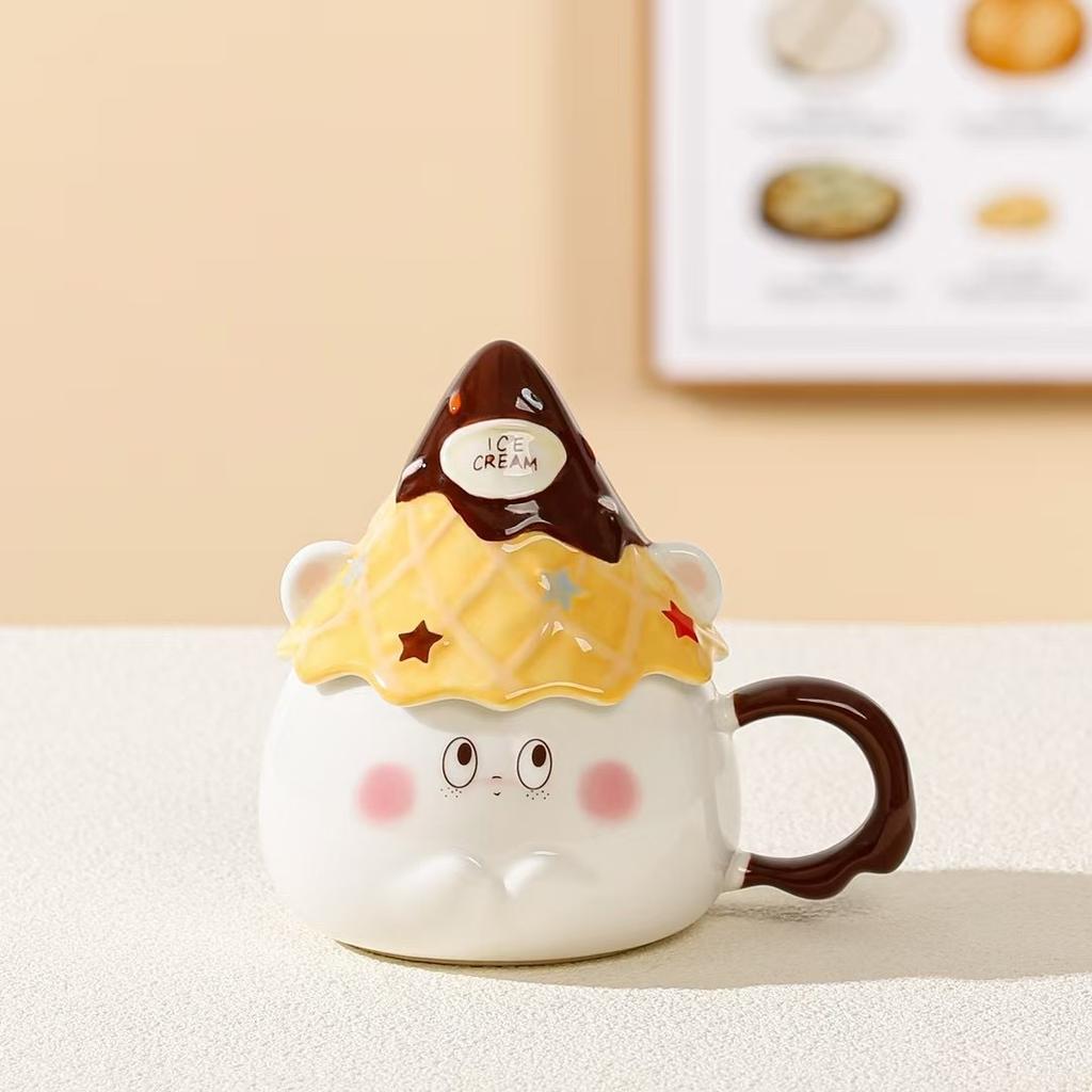 Expression Ceramic Mug, High-value Souvenir Water Cup, Girlfriend Girl Heart Cup, Household Breakfast Cup