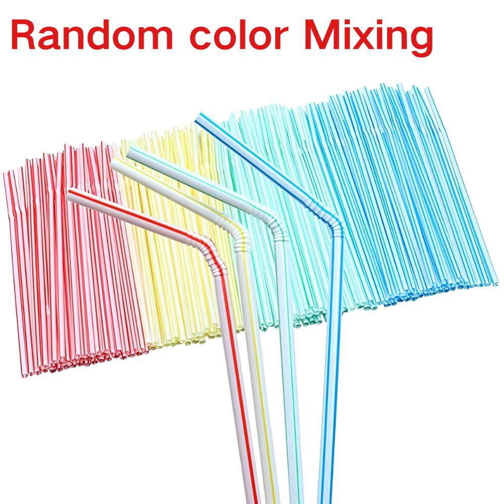 100pcs Colorful Flexible Plastic Straws, Disposable Bendy Drinking Straws for Juice, Party, Birthday, Wedding, Daily Use YMY
