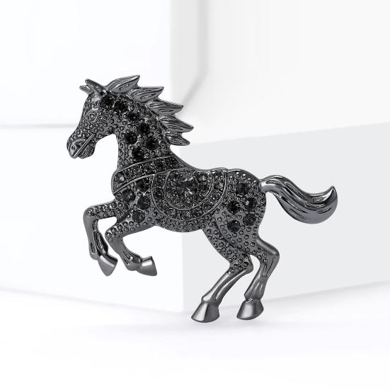 Vintage Rhinestone Horse Brooch Alloy Running Horse Lapel Pin Sweater Cardigan Coat Business Suit Decoration Men Women Clothing Accessories