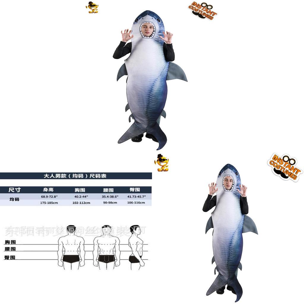 Halloween Adult Shark Costume Cosplay Fancy Dress For Stage Performance