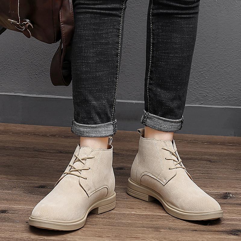 Men Boots Leather Suede Shoes Men Fashion Chelsea Ankle Boots Men'S Shoes Man Lace-Up Casual Shoes Male Comfortable Outdoor Boot