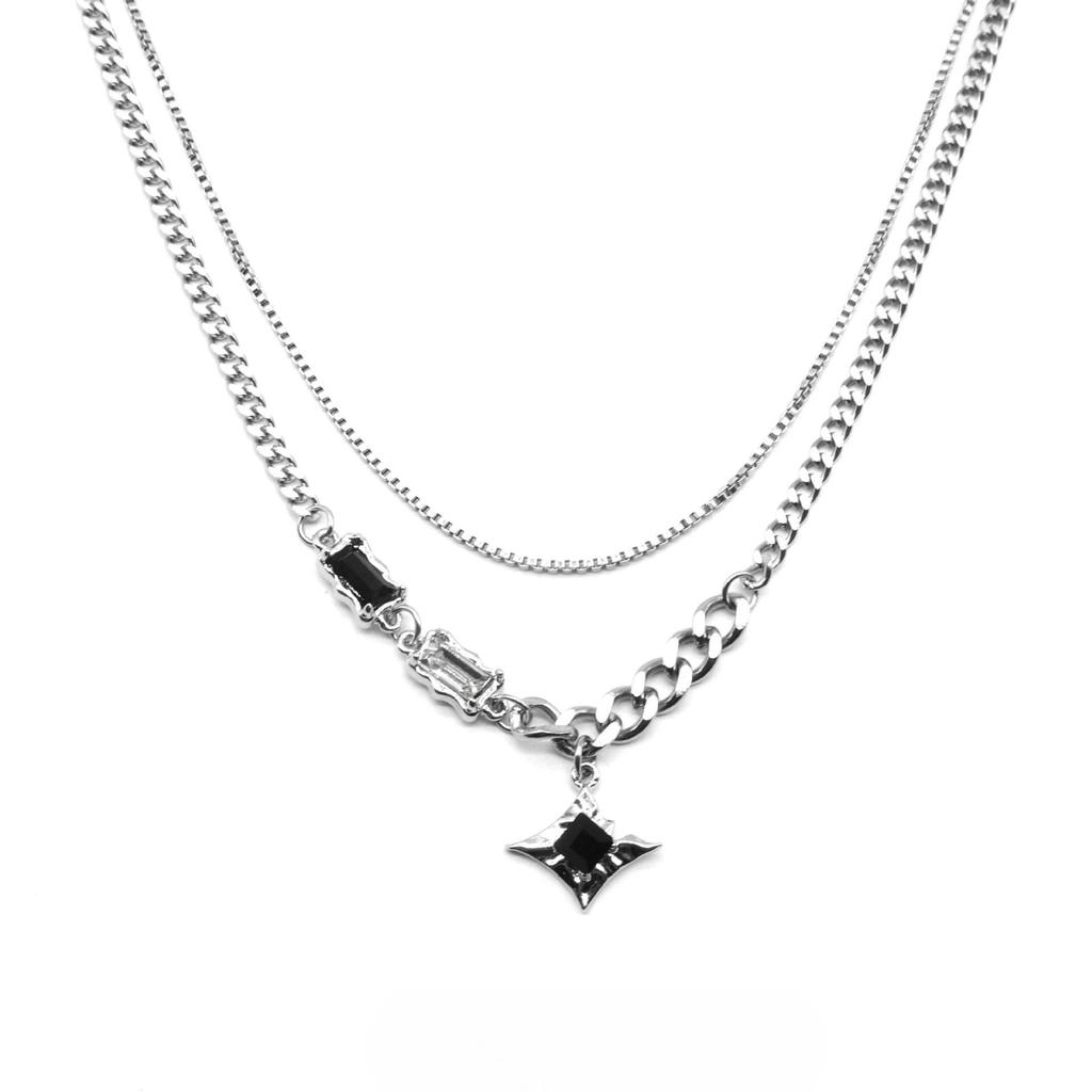 Collana Double Layer Starburst: Catena clavicolare trendy stile Hip Hop per Uomini e Donne