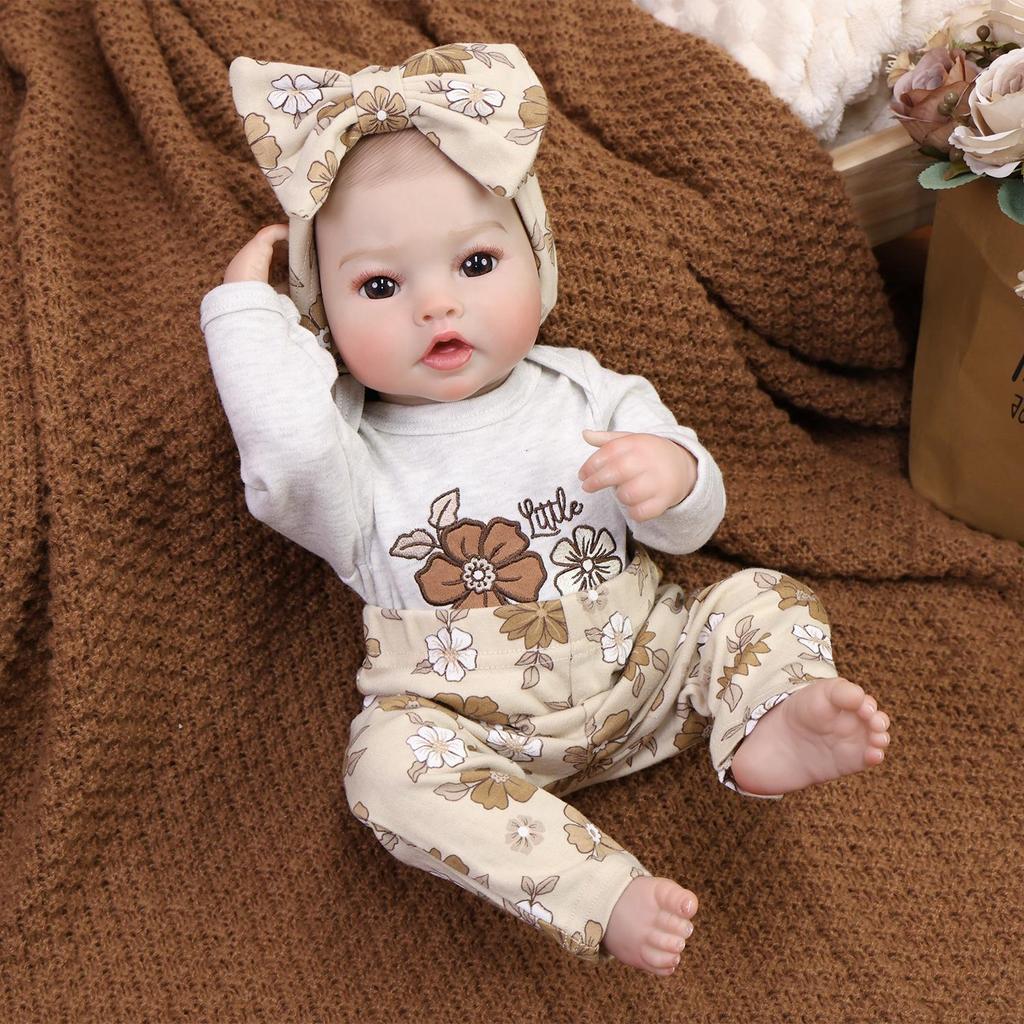 18 Inch Realistic Reborn Baby Doll Full Silicone Vinyl with Visible Veins Newborn Girl Doll Toddler Toy Gift