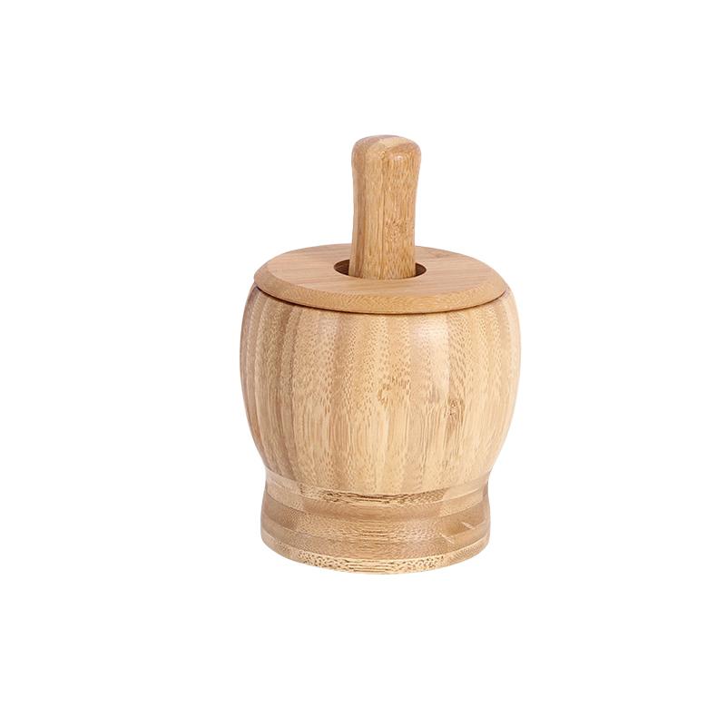 Bamboo Mortar and Pestle Set, Garlic Grinder, Herb Spice Masher, Seasoning Crusher, Kitchen Tool for Mash Spices Pepper
