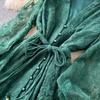 Francia Vintage Ricamo Abiti Formali Donna Estate Autunno Manica Lunga a Lanterna Pizzo Perla Ballo Serale Compleanno Abito da Festa