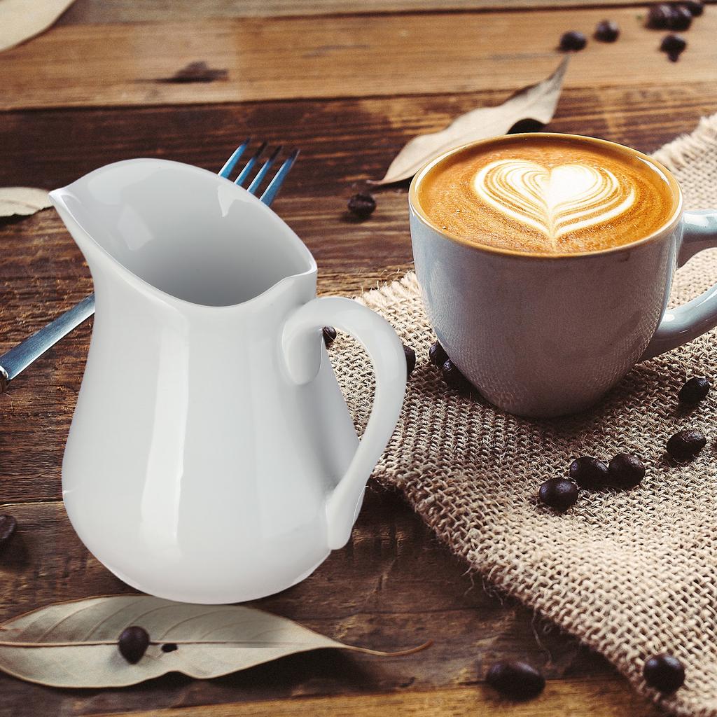 Ceramic Pitcher 450Ml Milk Frothing Pitcher Coffee Creamer Jug Handheld Design Easy Clean Heat Resistant for Home Cafe Hotel Bar