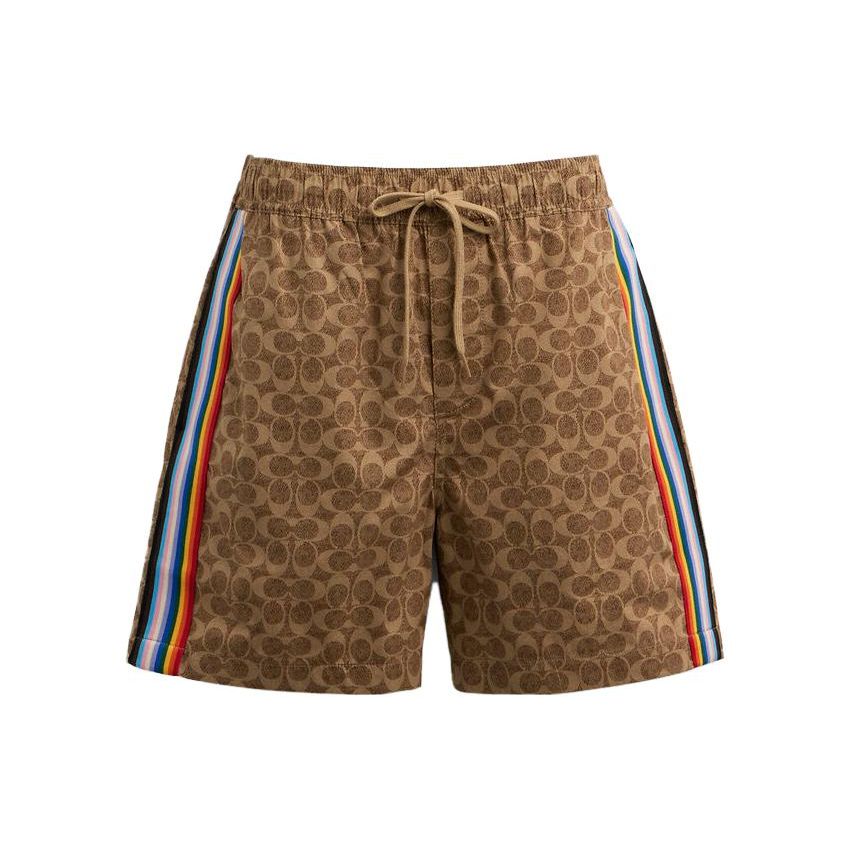 Coach Полосатый принт Шорты мужские повседневные свободные прямые на кулиске Коричневые CH784-UYJ XL