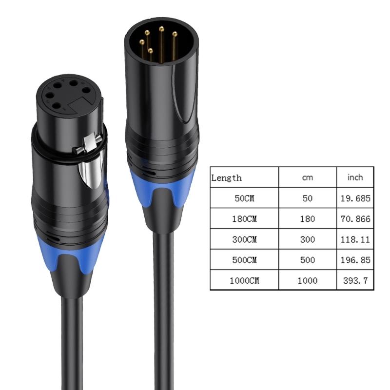 Langlebiges 5-adriges XLR-Kabel DMX512 5-Pin Stecker zu XLR 5-Pin Buchse Port DMX512 Kabel Verlängerungskabel Anschlussleitung