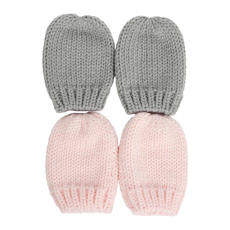 Baby Hat and Mittens Set Kids Knitted Beanie Cap Winter Warm Pompom Hats Gloves