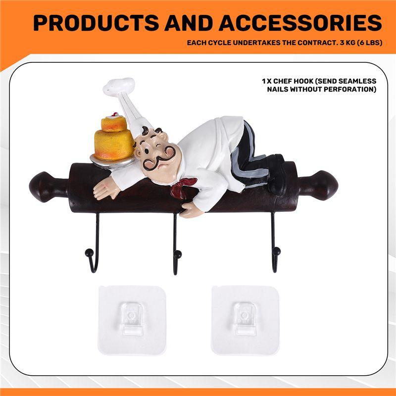 Good-Wall Hanging Decoration Cute Decoration Chef Wall Hanging Rack Hook Hanger Suitable For Family Kitchen Restaurant