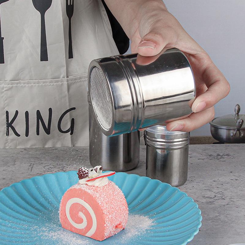 Nerezový šejkr na kávu Kakao Čokoládová mouka Práškový cukr Síto Filtry Dort Bbq Kuchyňské nářadí s víkem