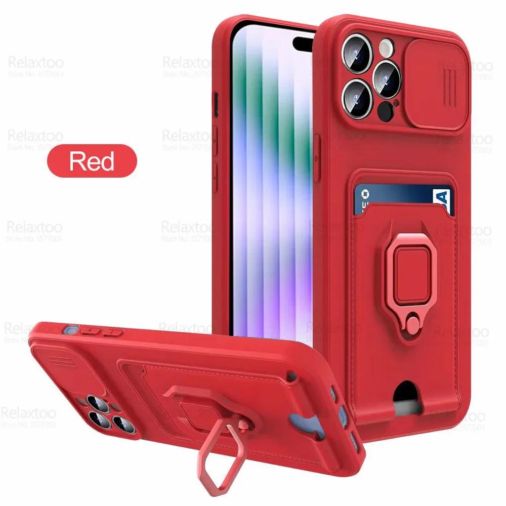 Sliding Camera Protection Case for Iphone 15 Plus 14 13 Pro Max 12 11 Pro Xr Xs Max X Vehicle Magnetic Bracket Card Wallet Shell