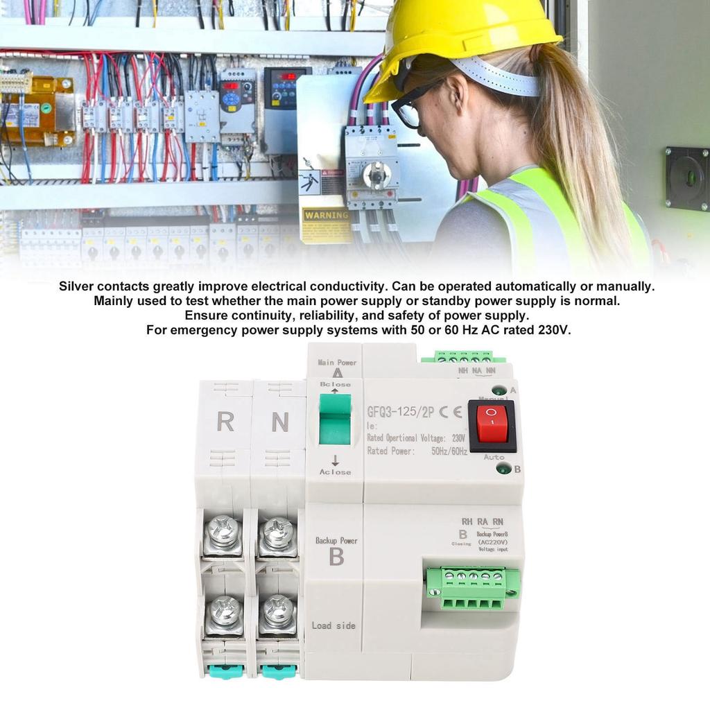 Dual Power Automatic Transfer Switch 2P Snabbväxling PC AC för Home Factory