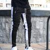 Men Sweatpants Contrast Colors Elastic Waist Drawstring Breathable Autumn Trousers for Jogging