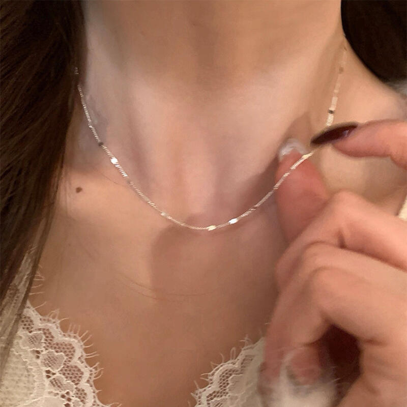 Stainless Steel Non Fading Glitter Bare Collarbone Necklaces for Women Girls Fashion Simplicity Fine Chain Neklaces Jewelry Gift