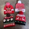 Cute Elk Snowman Santa Claus Pattern Christmas Theme Warm Knitted Hat Winter For