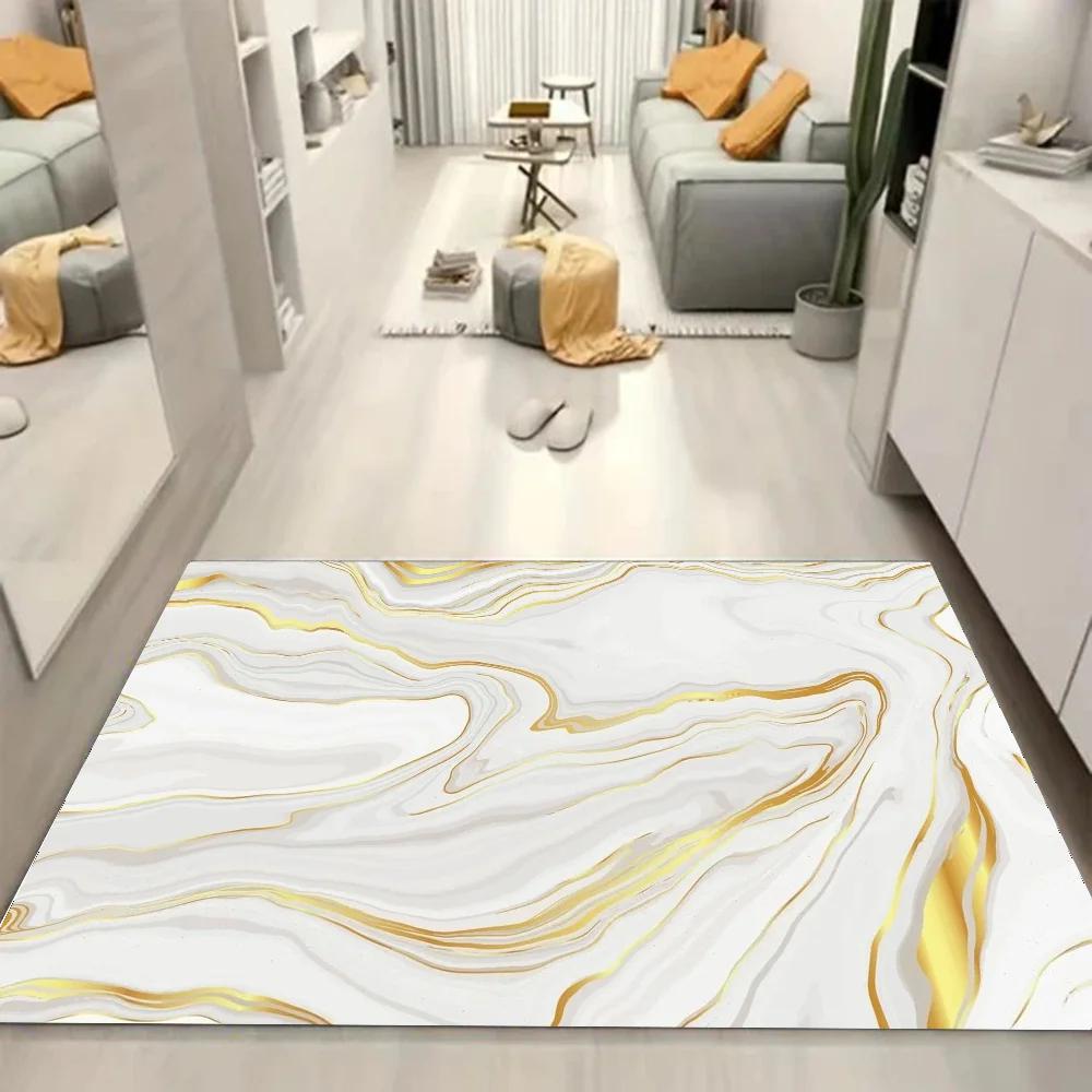 1pc Luxury Golden Marble Bath Mat Absorbent Anti Slip Soft Carpet for Bathroom Kitchen Home Decor Floor Mat