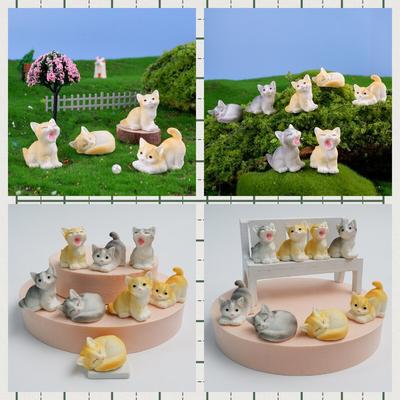 1PC DIY Micro Landscape Home Decor Resin Cat Ornament Kitten Figurine Animal Miniature Fairy Garden Doll House Decoration