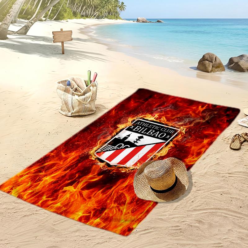 Athletic Bilbao Football Print Beach Towel, Large Soft Quick Dry Towel for Beach Camping Swimming