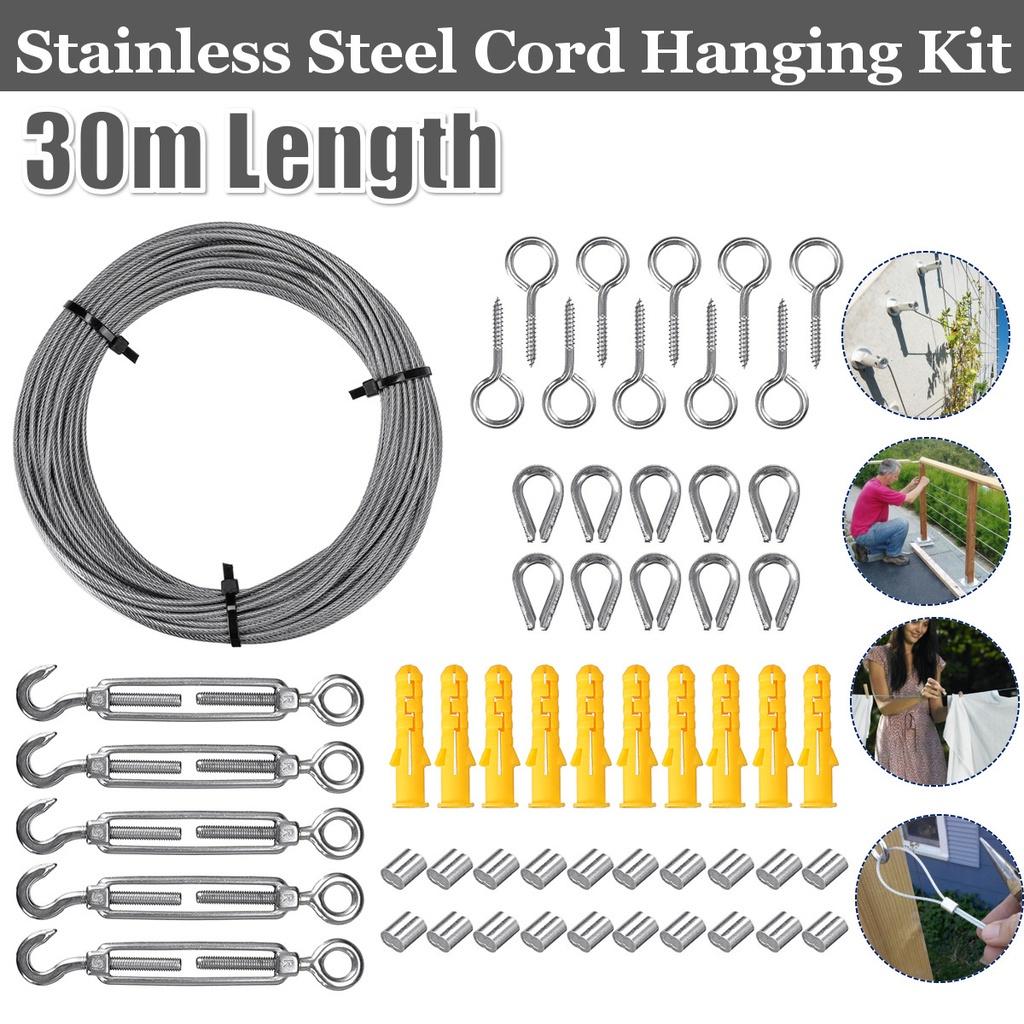 

Сверхпрочные тросовые крюки из нержавеющей стали, талреп, комплект для подвешивания шнура для тента от солнца, 30 м, установка, уличное освещение