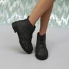 Fashion Solid Black Oxford Shoes Women's Work Leather Wedge Flats Women's Casual Lace-up Spring Shoes Women's