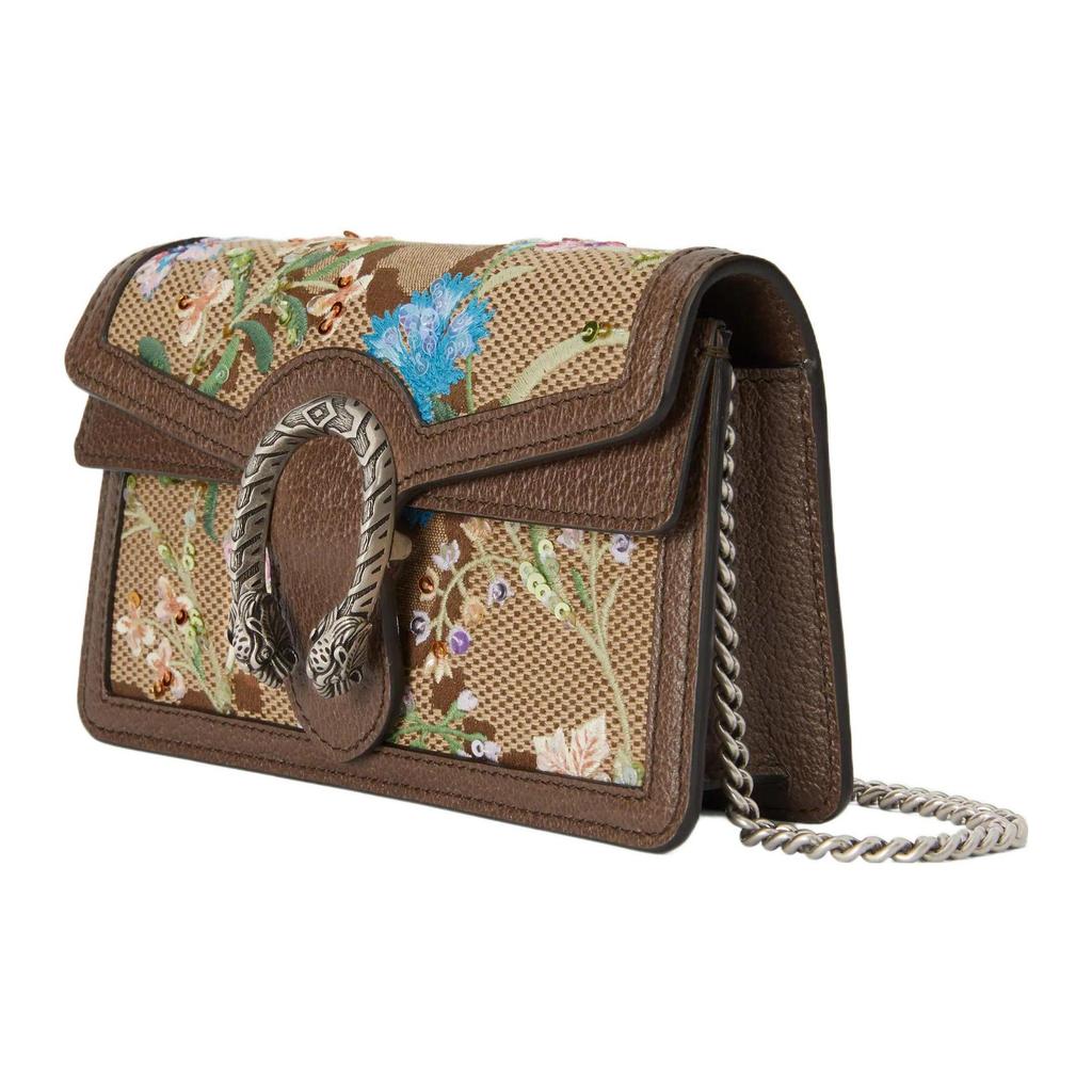 Gucci Dionysus GG Supreme Floral Embroidered Chain Crossbody Bag In Brown For Women Daily Use