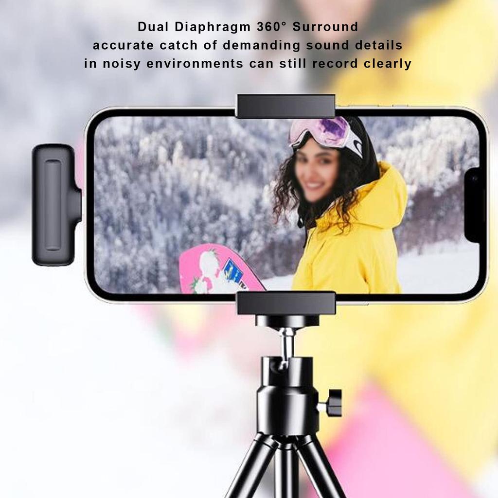 Collar clip microphone, wireless microphone, voice recording, intelligent noise reduction, video recording, interviews, programs, app compatible,