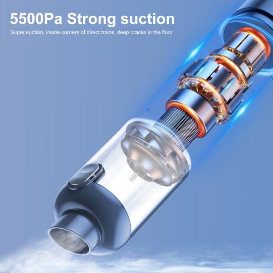 Car Vacuum Cleaner Cordless Portable Dual Filtration System 5500PA Suction Power Rechargeable Handheld