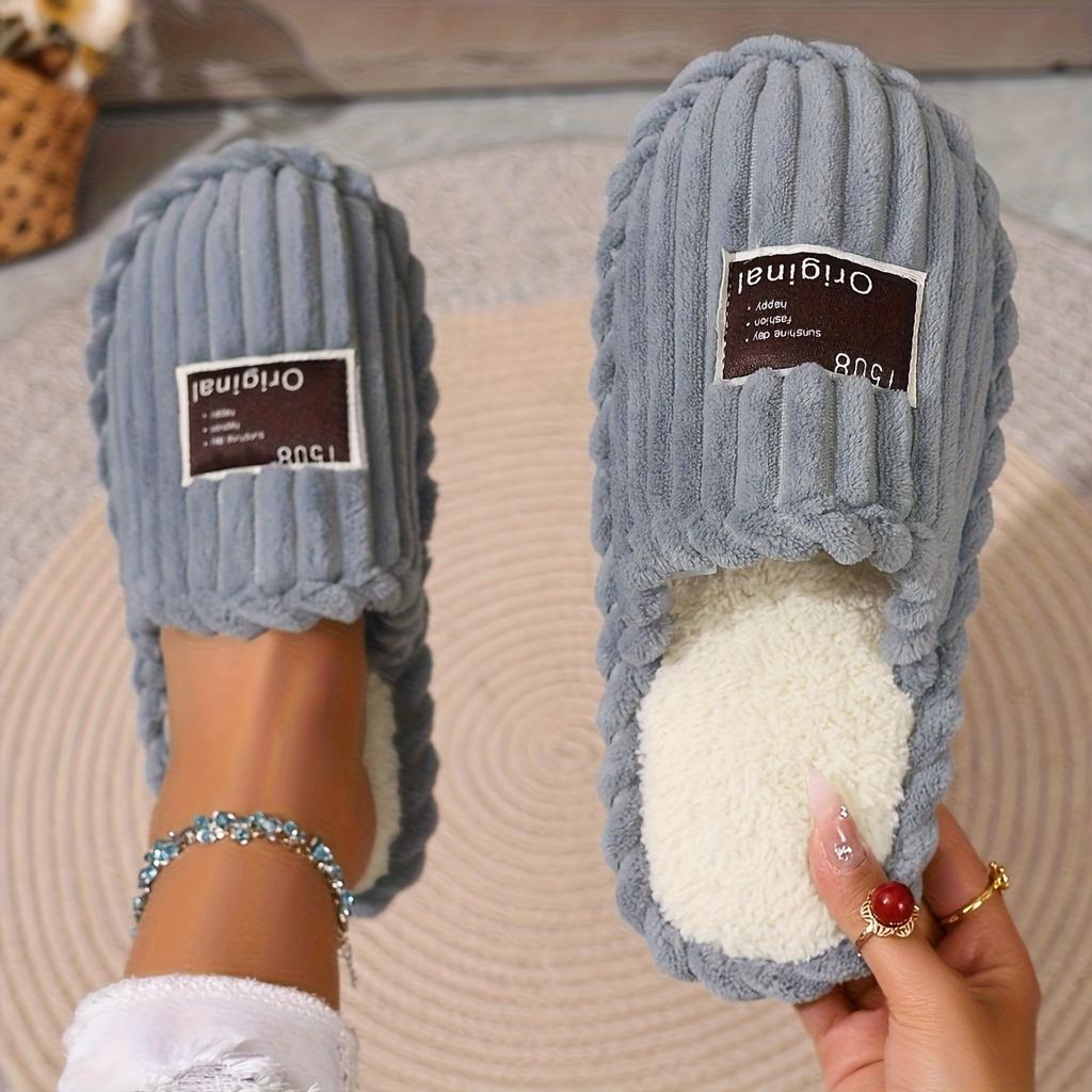 Winter Home New Cotton Slippers, Cross-border Leisure and Comfortable Furniture, Cotton Shoes with Added Velvet On One Foot, Cotton Slippers