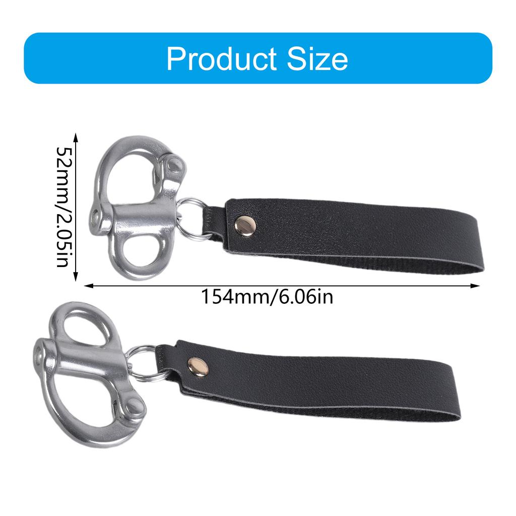 2Pcs Quick Release Snap Shackle with Leather Handle SCBA Mask Quick Release Clip Metal Fixed Snap Shackle Lanyard
