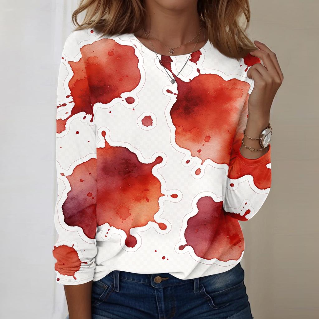 Women's Casual Long Sleeve Halloween Print Pullover Top Crew Neck Lightweight Sweatshirt for Everyday Wear