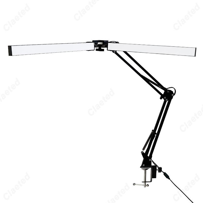 New LED Folding Long Arm Learning Eye Protection Reading Desk Lamp Bedroom Bedside Dormitory Study Lighting Beauty Clip Lamp