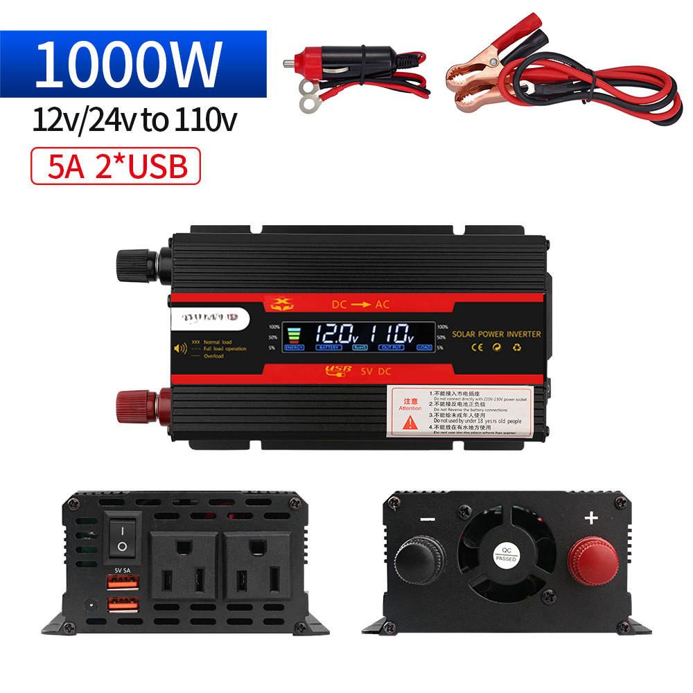 Solar Power Converter LED Intelligent Digital Display Voltage Transformer High power Portable Car Inverter