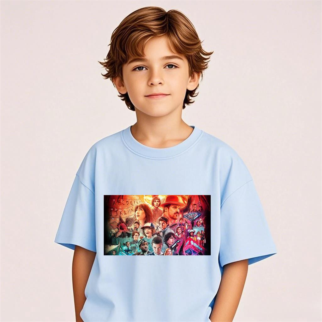 2026 Classic Cartoon Short Sleeve Printed Casual T-Shirt Breathable Summer Wear for Children and Teen Boys and Girls