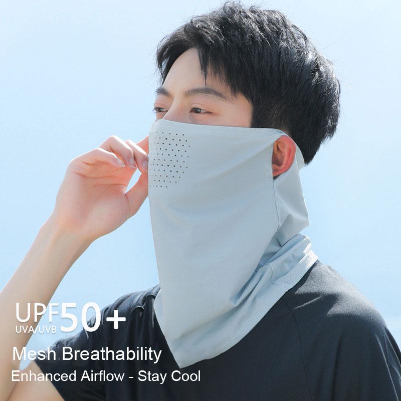 Ice Silk Sunscreen Face Mask With Ear Hooks - Unisex Summer Cycling Face Cover, Breathable Uv Shield For Face And Neck