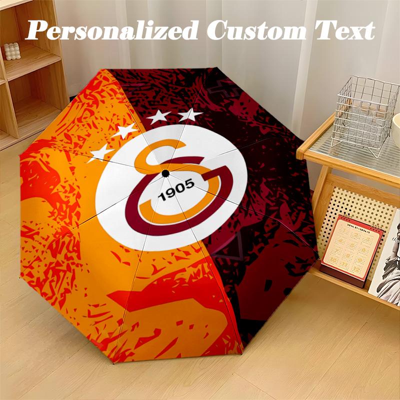 8‑Rib Automatic Umbrella, Galatasaray Design Foldable Umbrella for Sun Rain Protection Travel