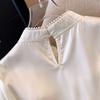 Embroidered Beads and Buckles Modified Cheongsam Satin Long-sleeved Shirt