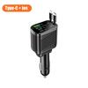 NOUVEAU Chargeur de Voiture 5-en-1 150W Rétractable Câble USB PD Type C pour Téléphone Mobile Pour iPhone Cordon de Charge Rapide Adaptateur Allume-Cigare Accessoires de Voiture